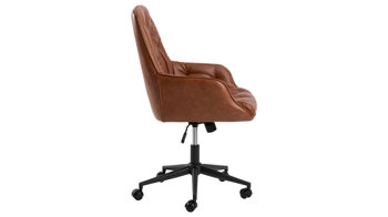 Bürostuhl Actona group aus Kunstleder in Braun Schreibtischstuhl Erik cognacfarbenes Kunstleder 691B & schwarzes Drehkreuz