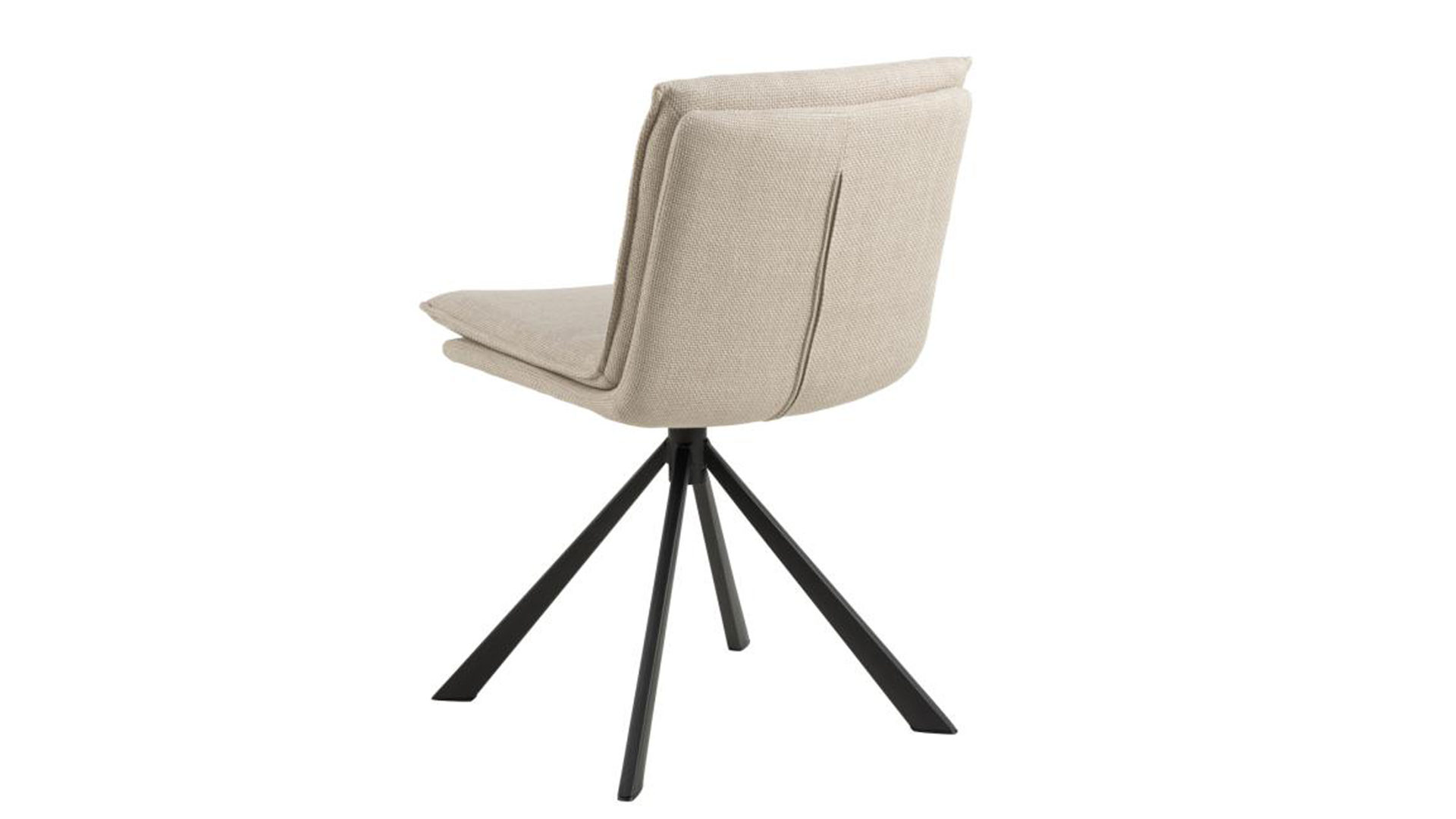 Vierfußstuhl Actona group aus Stoff in Beige Polsterstuhl Flynn beiger Stoffbezug Basel 24 & schwarzes Metallgestell