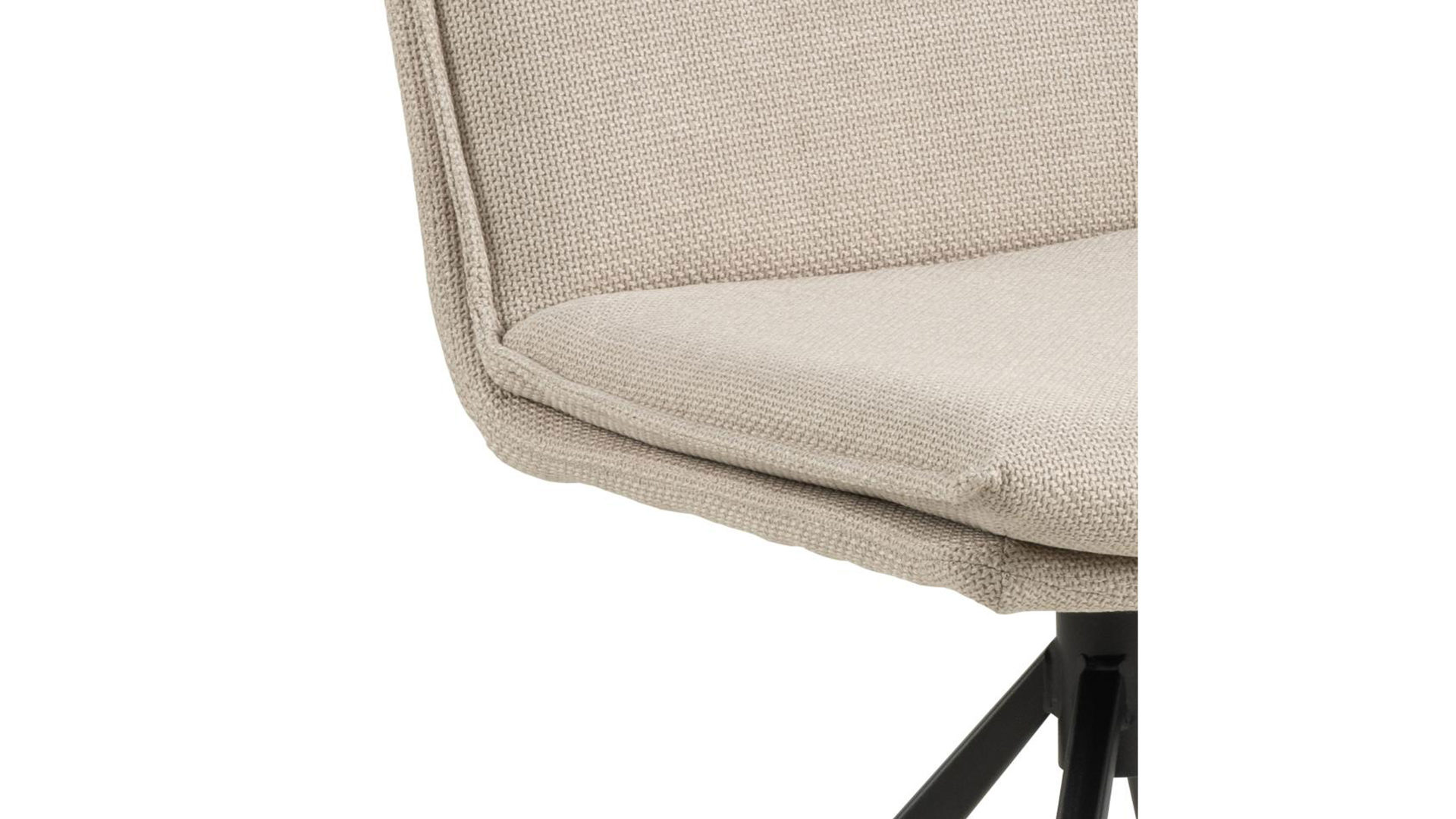 Vierfußstuhl Actona group aus Stoff in Beige Polsterstuhl Flynn beiger Stoffbezug Basel 24 & schwarzes Metallgestell