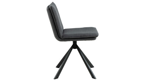 Vierfußstuhl Actona group aus Stoff in Dunkelgrau Polsterstuhl Flynn dunkelgrauer Stoffbezug Basel 19 & schwarzes Metallgestell