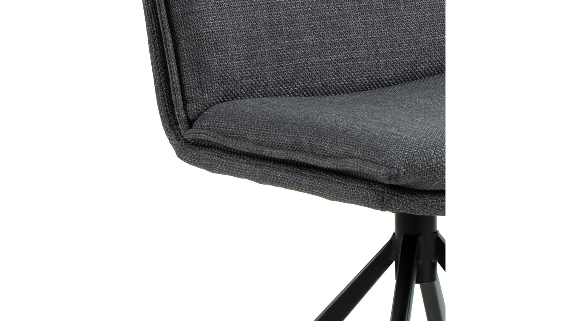 Vierfußstuhl Actona group aus Stoff in Dunkelgrau Polsterstuhl Flynn dunkelgrauer Stoffbezug Basel 19 & schwarzes Metallgestell