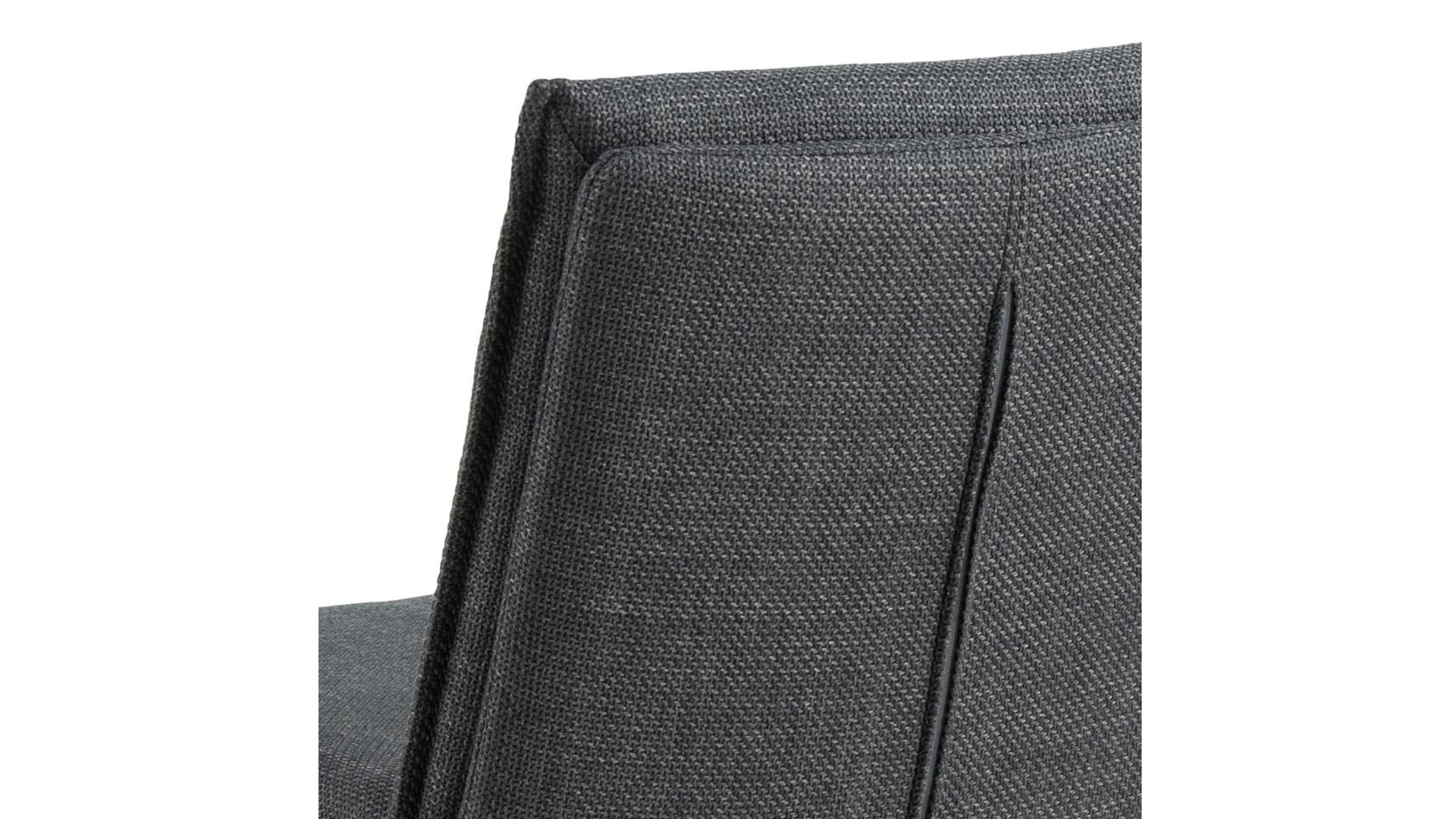 Vierfußstuhl Actona group aus Stoff in Dunkelgrau Polsterstuhl Flynn dunkelgrauer Stoffbezug Basel 19 & schwarzes Metallgestell