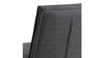 Vierfußstuhl Actona group aus Stoff in Dunkelgrau Polsterstuhl Flynn dunkelgrauer Stoffbezug Basel 19 & schwarzes Metallgestell