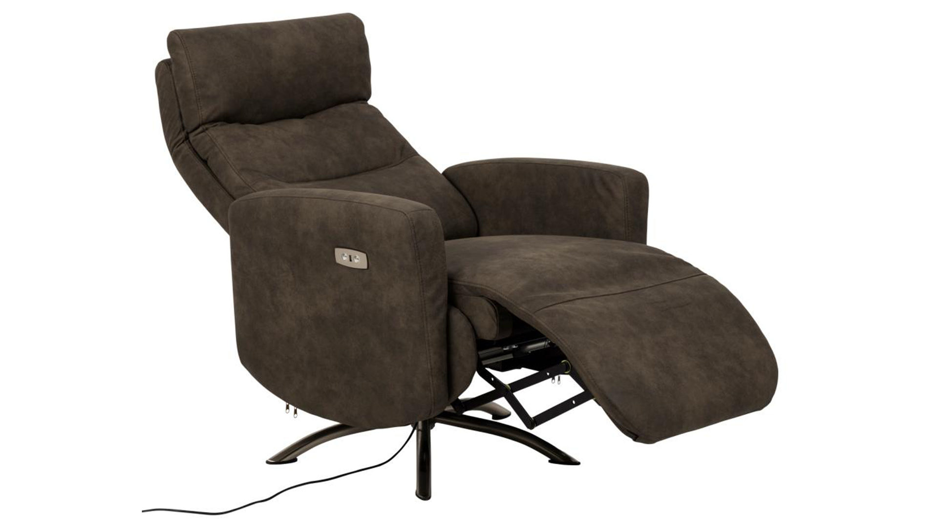 Relaxsessel Actona group aus Kunstfaser in Anthrazit Relaxsessel Kamares anthrazitfarbener Stoffbezug Preston 96 & schwarzes Metallgestell