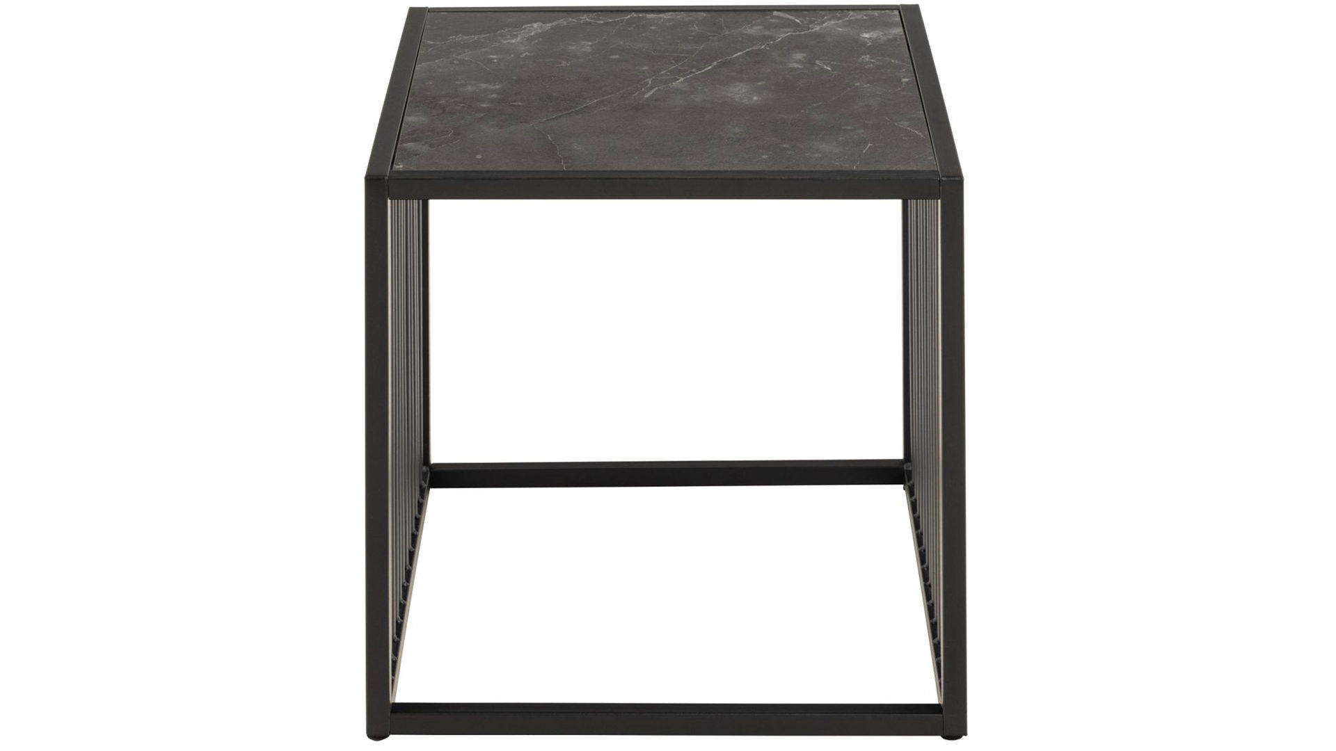 Beistelltisch Actona group aus MDF in Schwarz Beistelltisch Strington schwarze Marmoroptik & schwarzes Metallgestell