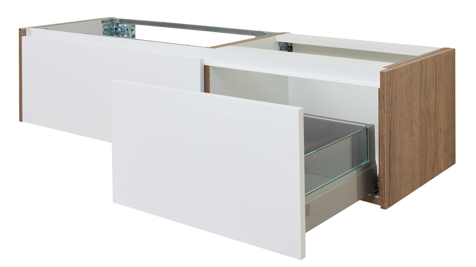 Badmöbel-Set Interliving aus Holz in Weiß Interliving Bad Serie 7357 - Badmöbel-Set Basis Alpinweiß & Eiche Havanna