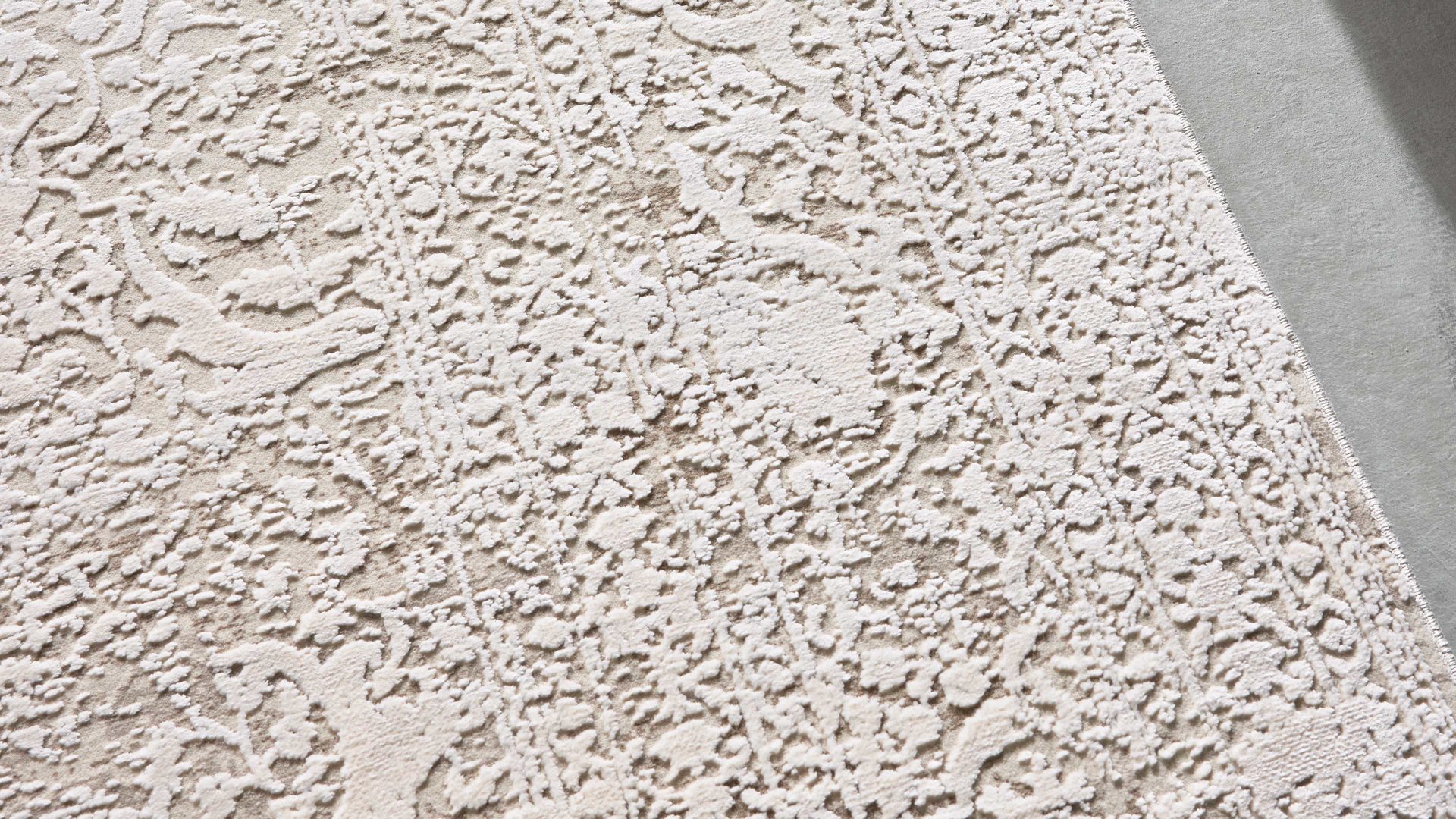 Webteppich Interliving aus Mischgewebe in Hellgrau Interliving Teppich Serie L-8710 Silber – ca. 67 x 130 cm
