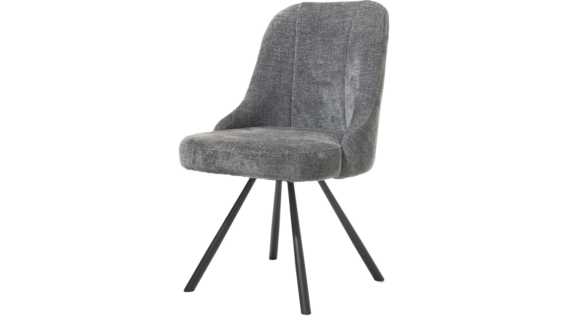 Vierfußstuhl WOODS & TRENDS aus Stoff in Anthrazit WOODS & TRENDS Polsterstuhl Emma mit Drehfunktion anthrazitfarbener Bezug Vulcano & schwarzes Metall