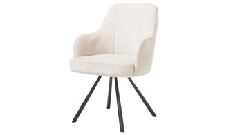Vierfußstuhl WOODS & TRENDS aus Stoff in Beige WOODS & TRENDS Polsterstuhl Emma mit Drehfunktion cremefarbener Bezug Vulcano & schwarzes Metall - mit Armlehne