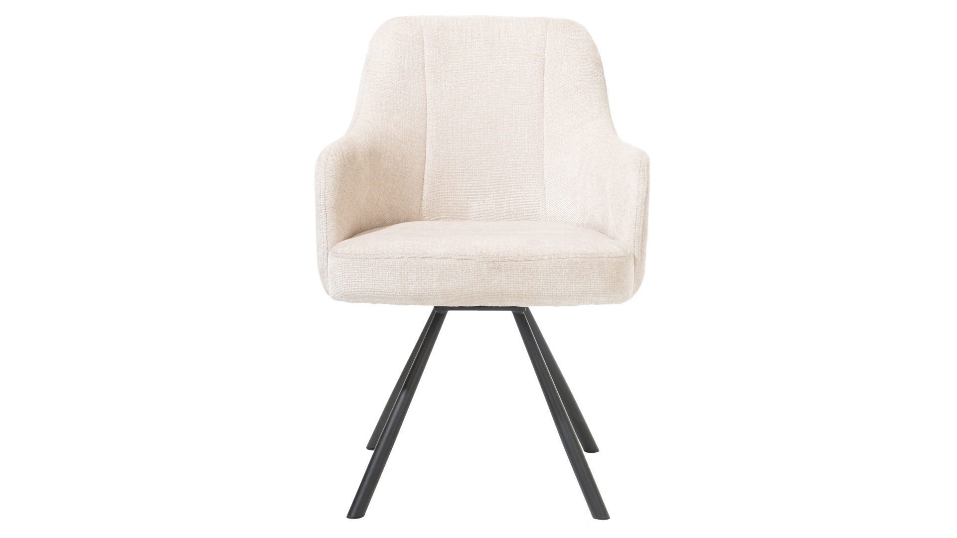 Vierfußstuhl WOODS & TRENDS aus Stoff in Beige WOODS & TRENDS Polsterstuhl Emma mit Drehfunktion cremefarbener Bezug Vulcano & schwarzes Metall - mit Armlehne