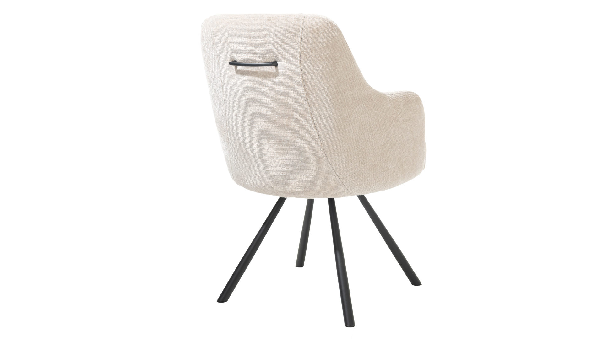 Vierfußstuhl WOODS & TRENDS aus Stoff in Beige WOODS & TRENDS Polsterstuhl Emma mit Drehfunktion cremefarbener Bezug Vulcano & schwarzes Metall - mit Armlehne