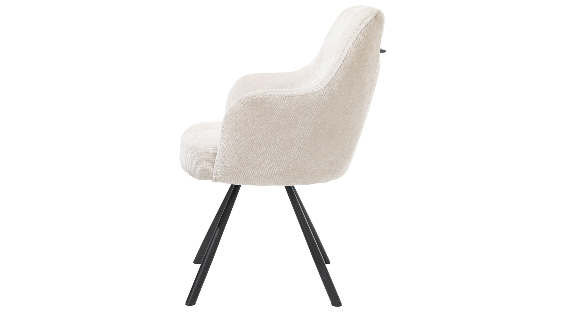 Vierfußstuhl WOODS & TRENDS aus Stoff in Beige WOODS & TRENDS Polsterstuhl Emma mit Drehfunktion cremefarbener Bezug Vulcano & schwarzes Metall - mit Armlehne