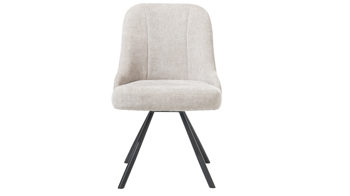 Vierfußstuhl WOODS & TRENDS aus Stoff in Hellgrau WOODS & TRENDS Polsterstuhl Emma mit Drehfunktion kieselfarbener Bezug Vulcano & schwarzes Metall