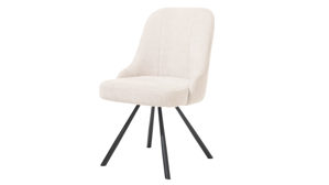 Vierfußstuhl WOODS & TRENDS aus Stoff in Beige WOODS & TRENDS Polsterstuhl Emma mit Drehfunktion cremefarbener Bezug Vulcano & schwarzes Metall