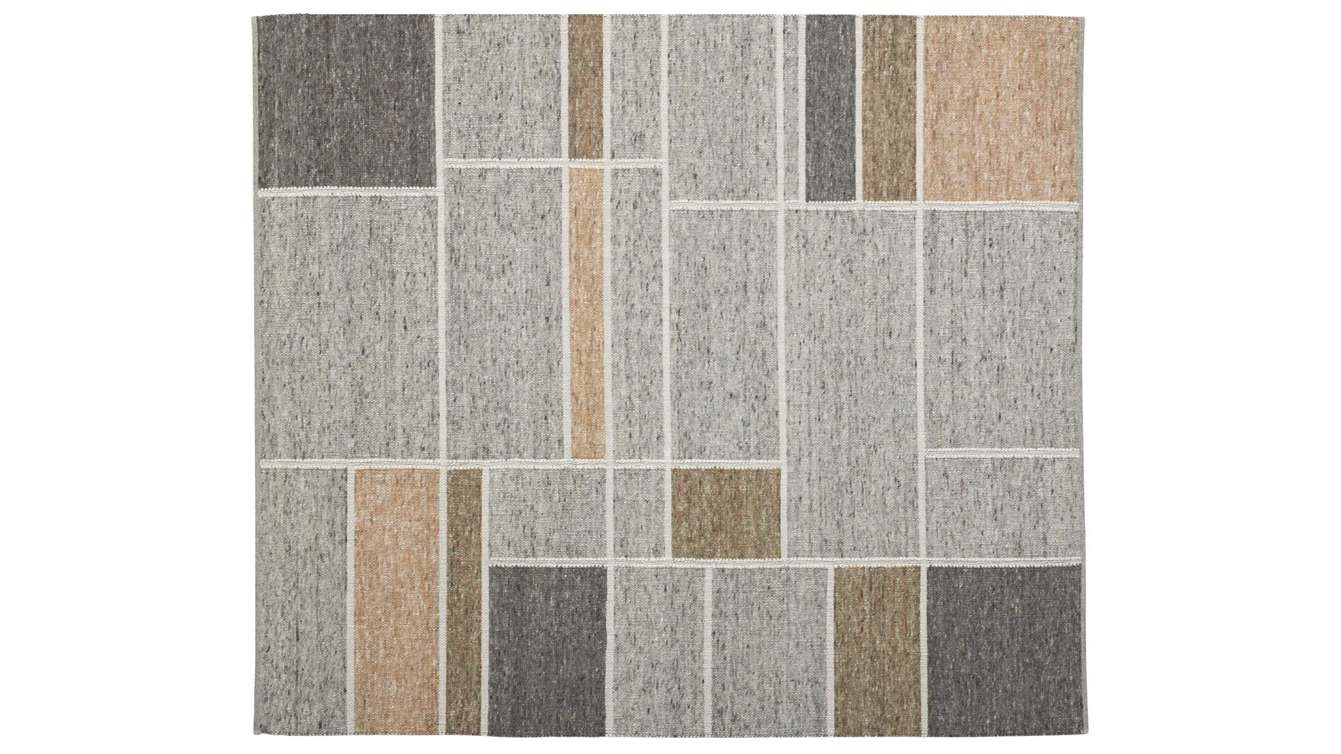 Handwebteppich Interliving aus Naturfaser in Hellbraun Interliving Teppich Serie B-8002 Grau & Haselnuss - ca. 170 x 240 cm