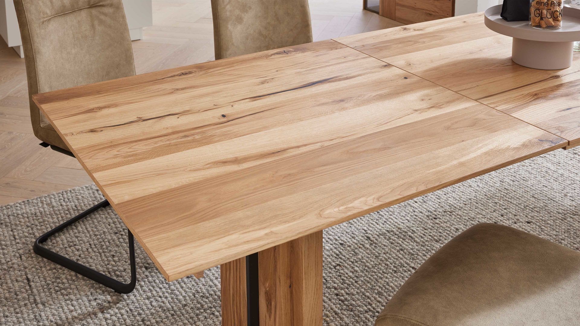 Funktion Interliving aus Holz in Holzfarben Interliving Esszimmer Serie 5604 - Frontauszug V014-0310 Eiche rustico - ca. 100 x 100 cm