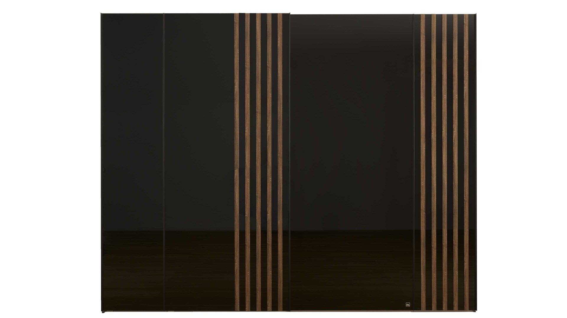 Kleiderschrank Interliving aus Holz in Schwarz Interliving Kleiderschrank Serie 1208 - Schwebetürenschrank Schwarzglas & Atlantic Eiche - zwei Türen, Breite ca. 270 cm