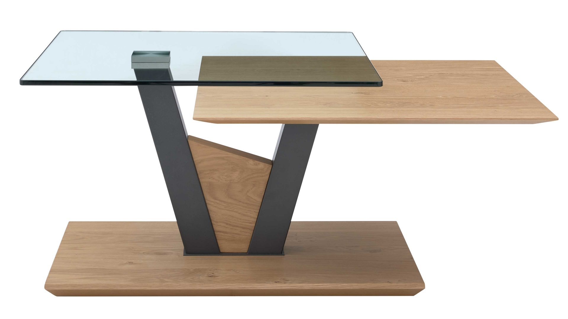 Couchtisch Interliving aus Holz in Holzfarben Interliving Couchtisch Serie 6224 - Couchtisch Klarglas & Wildeiche - ca. 118 x 65 cm