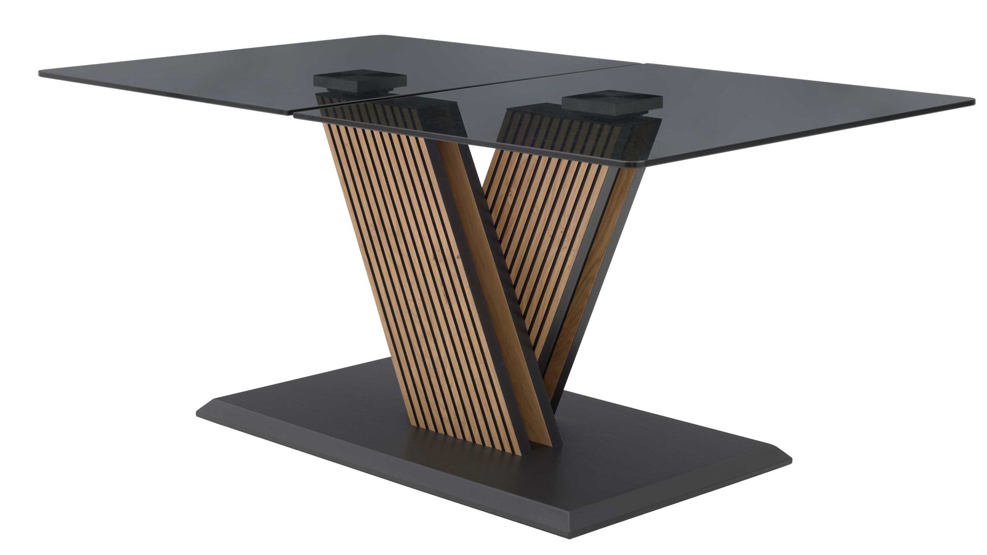 Couchtisch Interliving aus Glas in Dunkelgrau Interliving Couchtisch Serie 6226 - Couchtisch graues Parsolglas & Wildeiche - ca. 110 x 65 cm