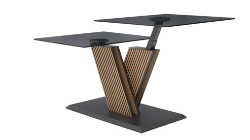 Couchtisch Interliving aus Glas in Dunkelgrau Interliving Couchtisch Serie 6226 - Couchtisch graues Parsolglas & Wildeiche - ca. 110 x 65 cm