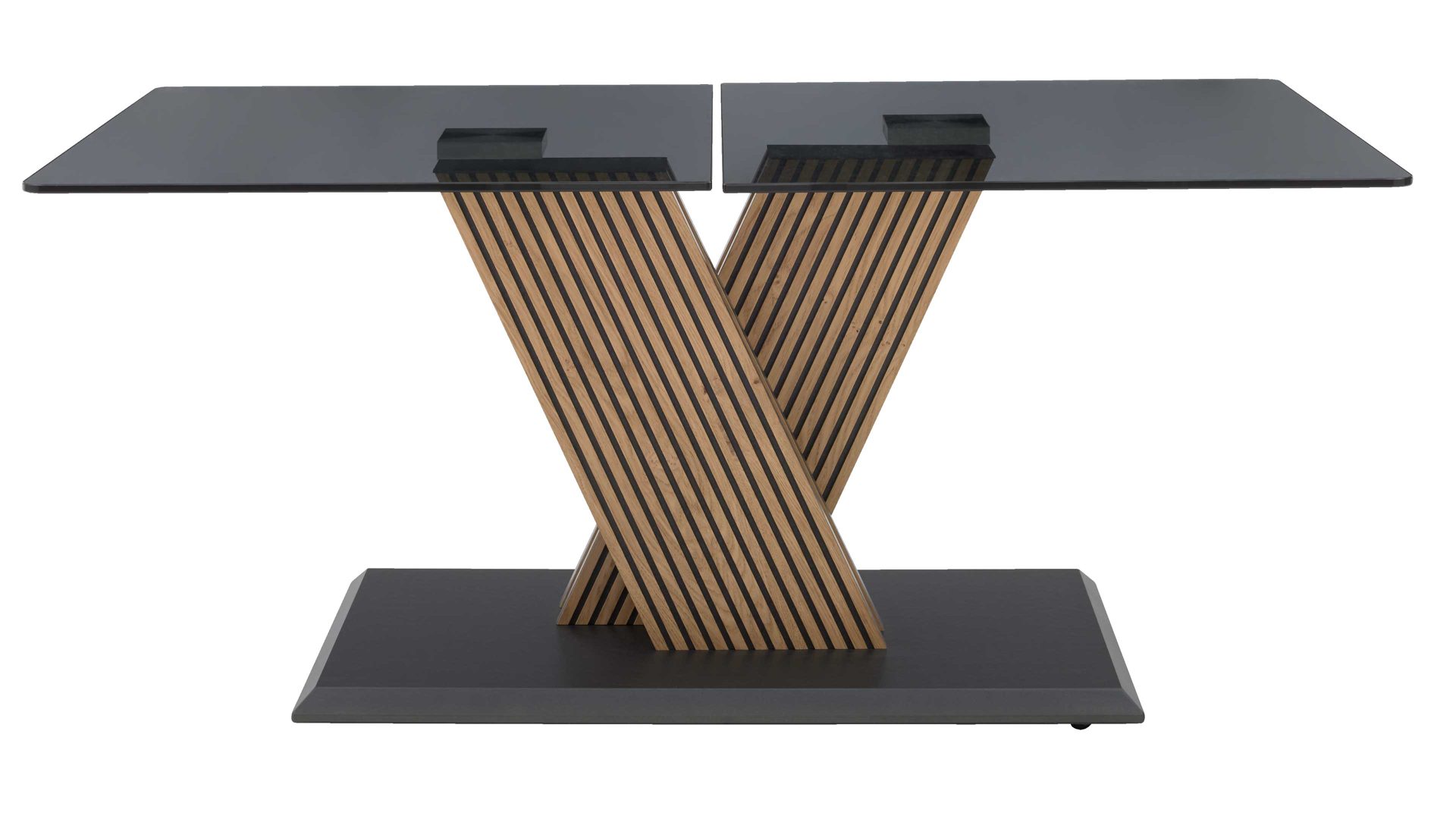 Couchtisch Interliving aus Glas in Dunkelgrau Interliving Couchtisch Serie 6226 - Couchtisch graues Parsolglas & Wildeiche - ca. 110 x 65 cm