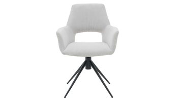 Vierfußstuhl Interliving aus Stoff in Weiß Interliving Esszimmer Serie 5605 – Armlehnstuhl 2282-04 mit Dreh- und Rückholfunktion cremeweißer Cord Rebel & schwarzes Eisen