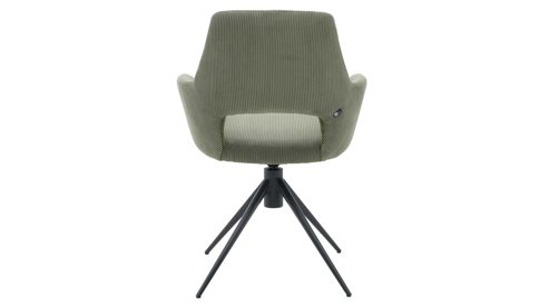 Vierfußstuhl Interliving aus Stoff in Dunkelgrün Interliving Esszimmer Serie 5605 – Armlehnstuhl mit Drehfunktion waldgrüner Cord Rebel & schwarzes Eisen