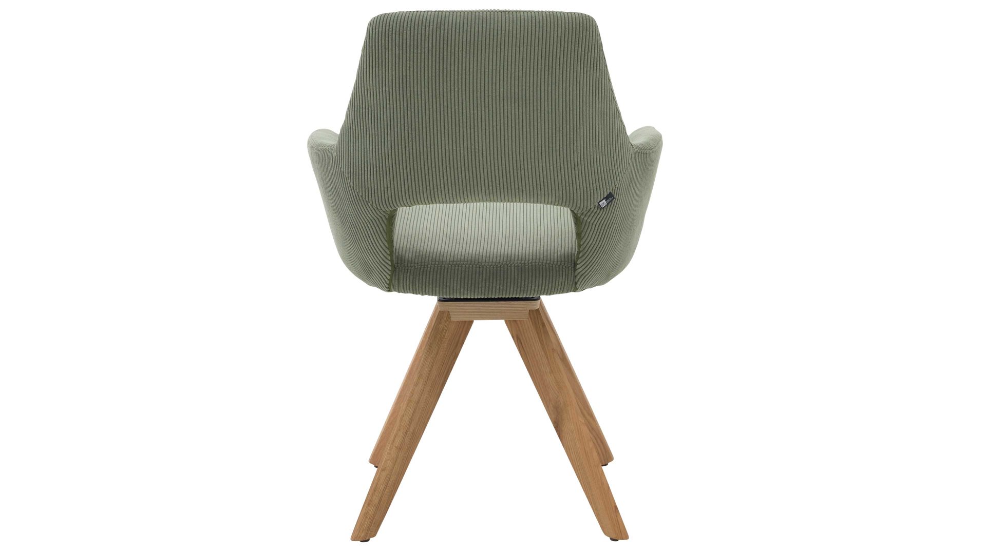 Vierfußstuhl Interliving aus Stoff in Dunkelgrün Interliving Esszimmer Serie 5605 – Armlehnstuhl waldgrüner Cord Rebel & Eiche