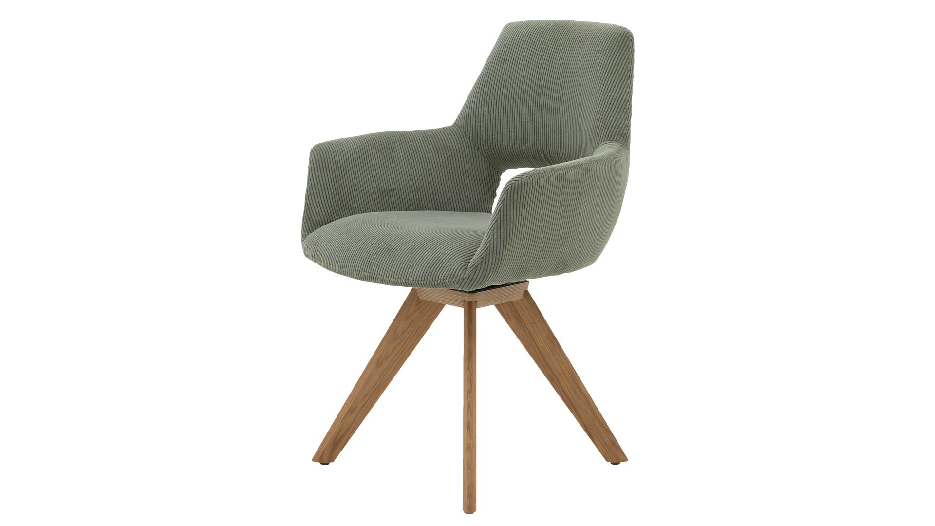 Vierfußstuhl Interliving aus Stoff in Dunkelgrün Interliving Esszimmer Serie 5605 – Armlehnstuhl waldgrüner Cord Rebel & Eiche