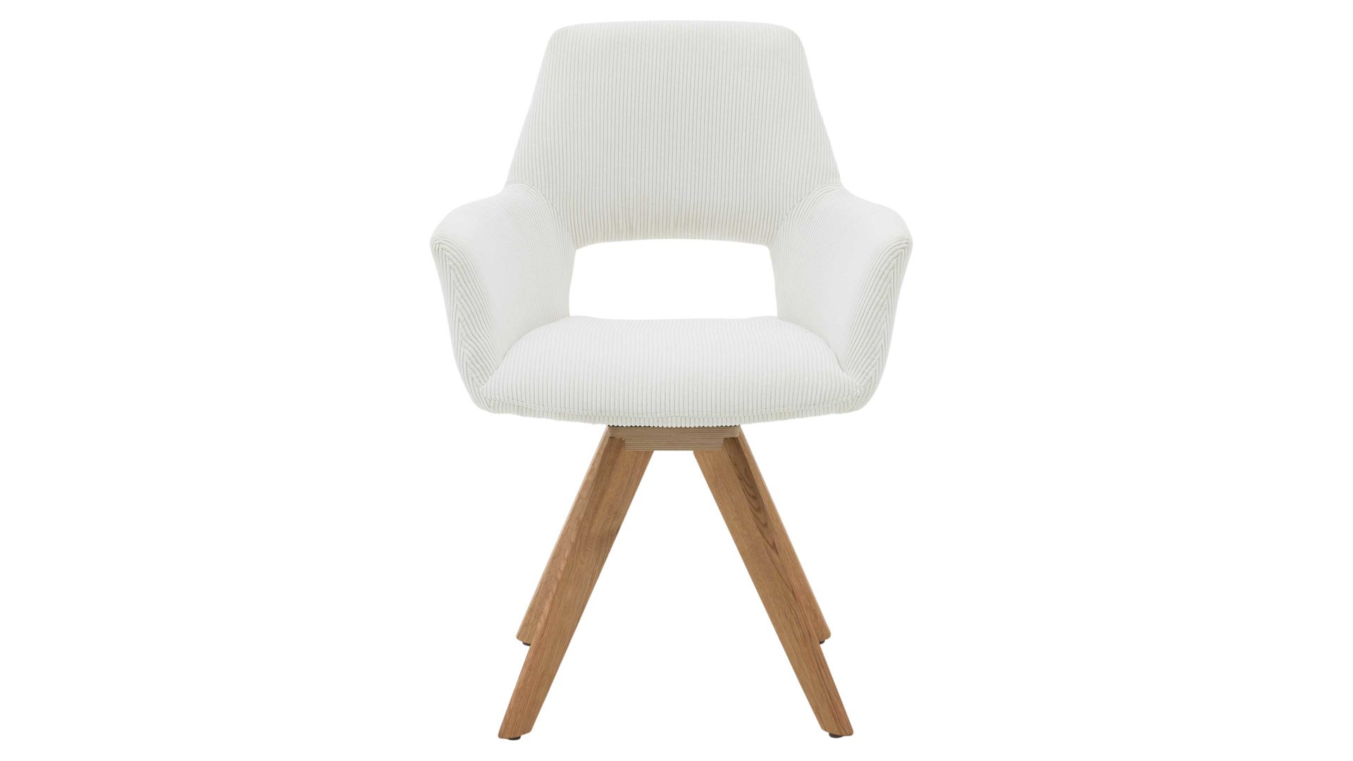 Vierfußstuhl Interliving aus Stoff in Weiß Interliving Esszimmer Serie 5605 – Armlehnstuhl cremeweißer Cord Rebel & Eiche