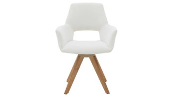 Vierfußstuhl Interliving aus Stoff in Weiß Interliving Esszimmer Serie 5605 – Armlehnstuhl cremeweißer Cord Rebel & Eiche