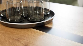 Esstisch Interliving aus Holz in Holzfarben Interliving Esszimmer Serie 5605 – Esstisch Charakter-Eiche & schwarzes Eisen - ca. 180 x 100 cm