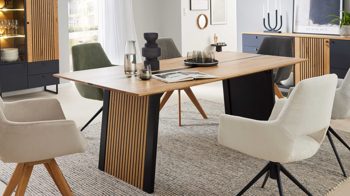 Esstisch Interliving aus Holz in Holzfarben Interliving Esszimmer Serie 5605 – Esstisch Charakter-Eiche & Schwarz - ca. 180 x 100 cm