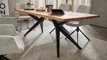 Esstisch Interliving aus Holz in Schwarz Interliving Esszimmer Serie 5118 – Esstisch Charakter-Eiche & mattschwarzes Eisen - ca. 180 x 100 cm