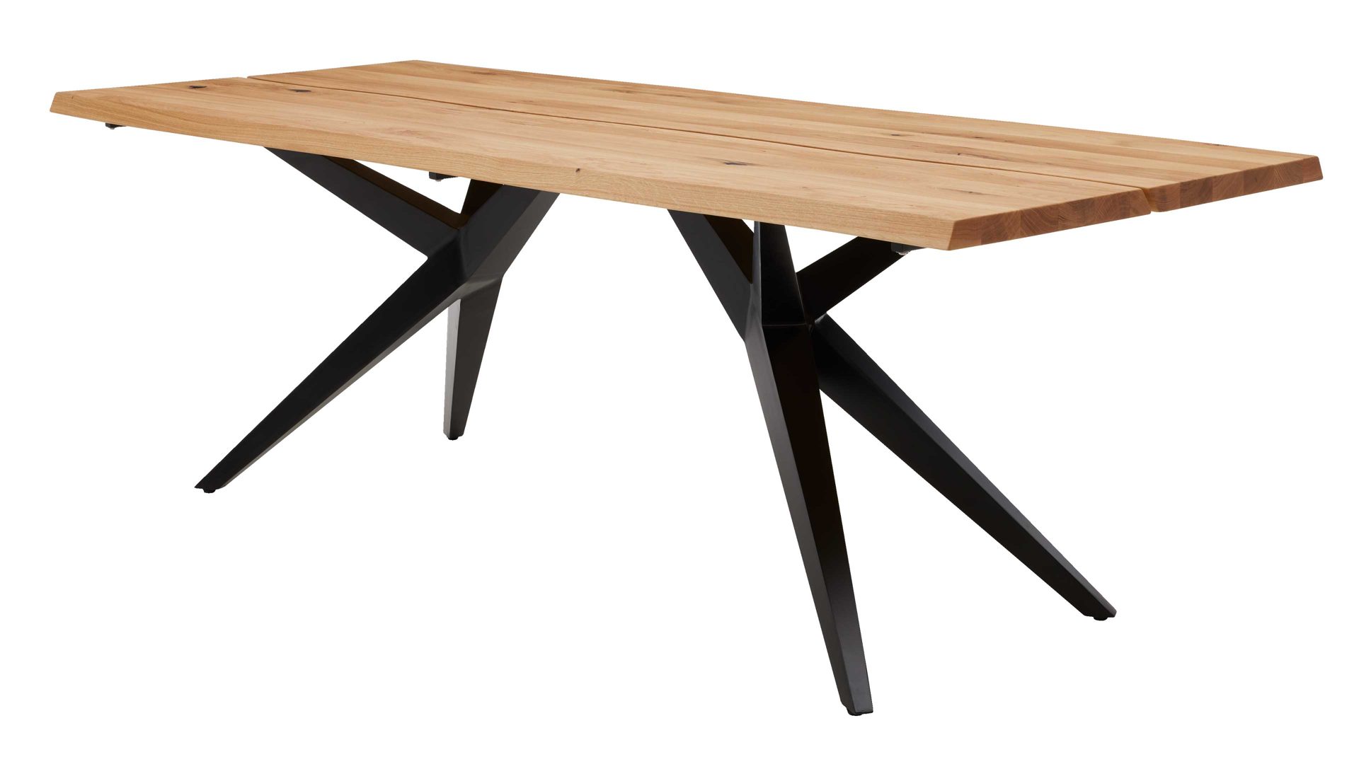 Esstisch Interliving aus Holz in Schwarz Interliving Esszimmer Serie 5118 – Esstisch Charakter-Eiche & mattschwarzes Eisen - ca. 180 x 100 cm