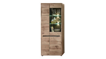 Wohnwand Innostyle aus Holz in Holzfarben Wohnzimmer Serie Bellano - Wohnwand mit Beleuchtung Viking Oak Nachbildung & Graphit Nachbildung - dreiteilig, Breite ca.  322 cm