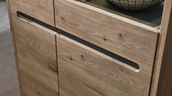 Wohnwand Innostyle aus Holz in Holzfarben Wohnzimmer Serie Bellano - Wohnwand mit Beleuchtung Viking Oak Nachbildung & Graphit Nachbildung - dreiteilig, Breite ca.  322 cm