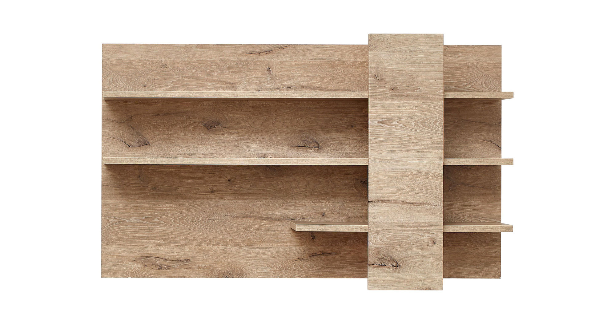 Wohnwand Innostyle aus Holz in Holzfarben Wohnzimmer Serie Bellano - Wohnwand mit Beleuchtung Viking Oak Nachbildung & Graphit Nachbildung - dreiteilig, Breite ca.  322 cm