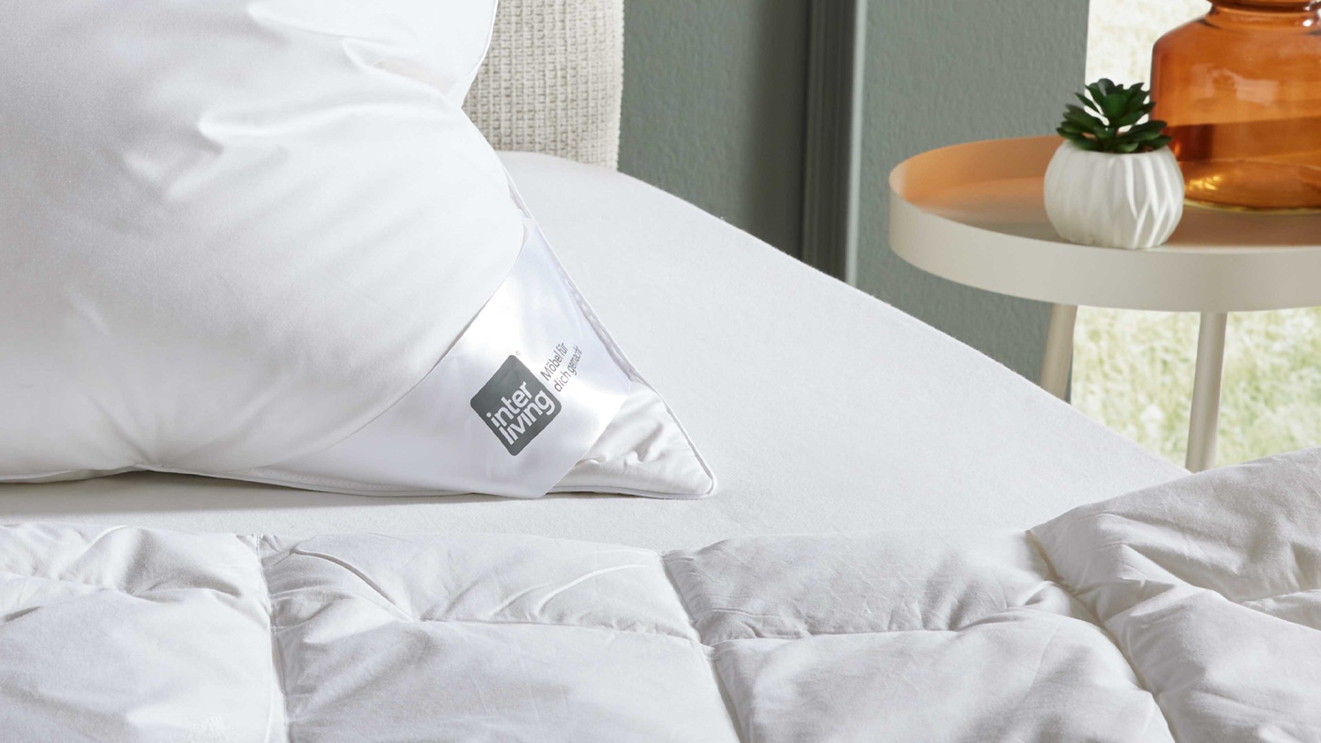 Kopfkissen Interliving aus Stoff in Weiß Interliving Kopfkissen Serie 9205 70 % Federn & 30 % Daunen, ca. 950 g - ca. 80 x 80 cm