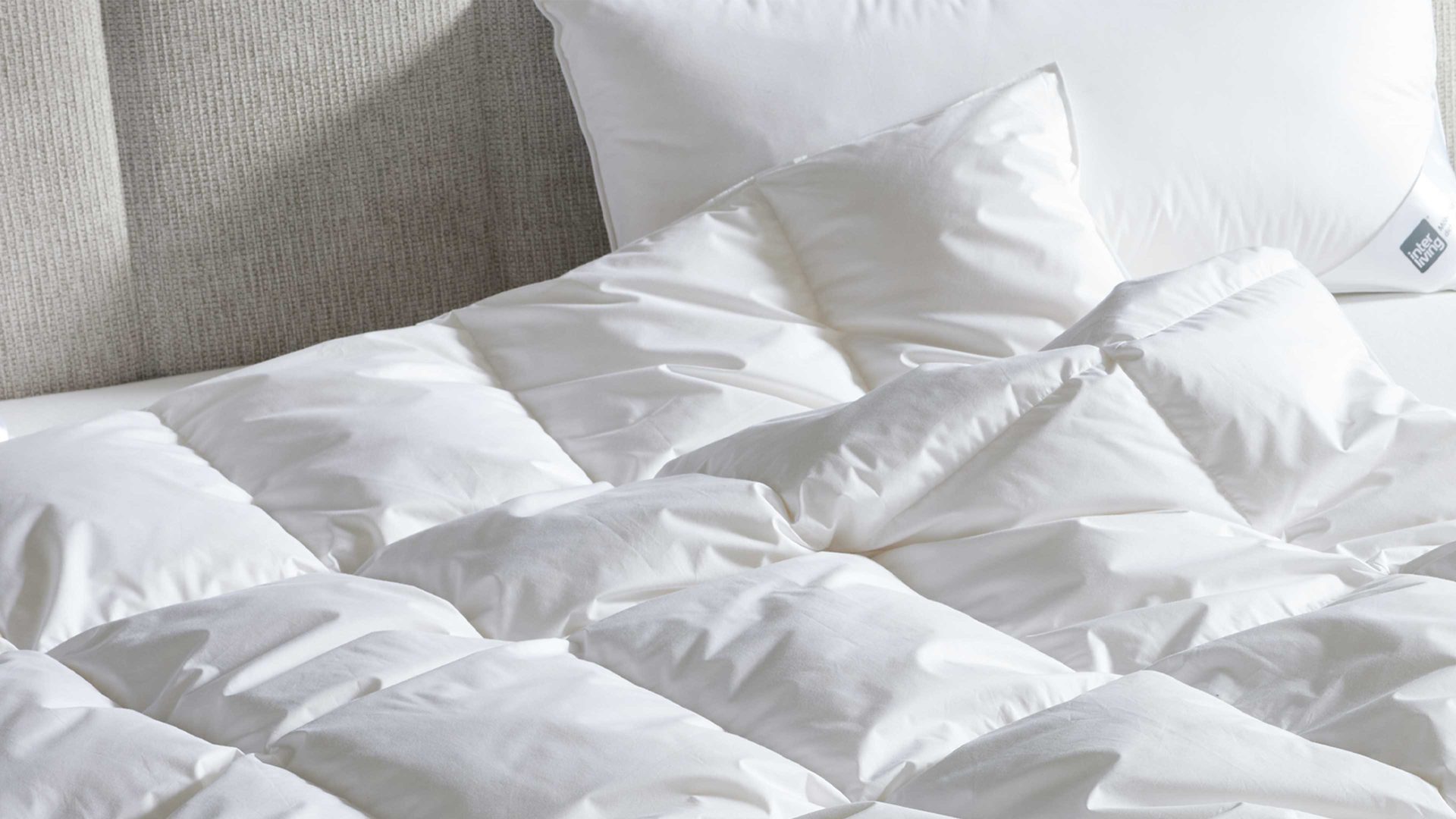 Daunendecke Interliving aus Stoff in Weiß Interliving Bettdecke Serie 9205 - Daunendecke als Cassettendecke normal, ca. 600 g Daunen - ca. 135 x 200 cm