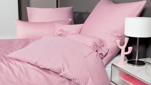 Bettwäsche-Set Janine® aus Naturfaser in Pink Janine® Bettwäsche-Set Kreiderosé - ca. 240 x 220 cm