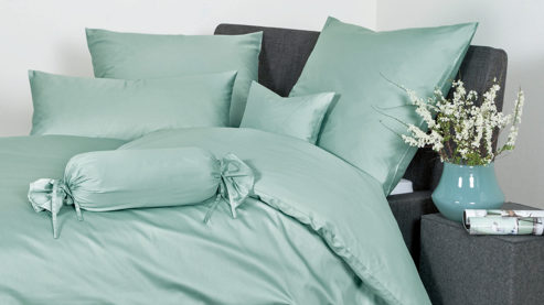 Bettwäsche-Set Janine® aus Naturfaser in Fichte Janine® Bettwäsche-Set Rauchgrün - ca. 135 x 200 cm