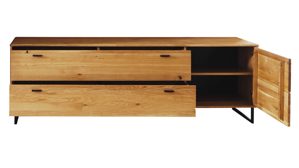 Lowboard Mca furniture aus Holz in Holzfarben Wohnprogramm Arezzo - TV-Element Wildeiche & Anthrazit - zwei Schubladen, eine Tür, Breite ca. 209 cm