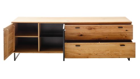 Lowboard Mca furniture aus Holz in Holzfarben Wohnprogramm Arezzo - TV-Element Wildeiche & Anthrazit - zwei Schubladen, zwei Türen, Breite ca. 209 cm