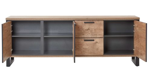 Sideboard WOODS & TRENDS aus Holz in Holzfarben WOODS & TRENDS Esszimmer Serie Perth - Sideboard Scheunenholz & Schwarz - drei Türen, zwei Schubladen, Breite ca. 190 cm