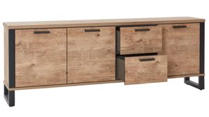 Sideboard WOODS & TRENDS aus Holz in Holzfarben WOODS & TRENDS Esszimmer Serie Perth - Sideboard Scheunenholz & Schwarz - drei Türen, zwei Schubladen, Breite ca. 190 cm