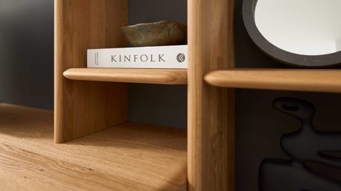 Wohnwand Interliving aus Holz in Holzfarben Interliving Wohnzimmer Serie 2028 - Wohnwand 0002 Wildeiche - vierteilig, Länge ca. 335 cm