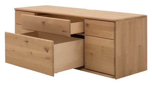 Lowboard Interliving aus Holz in Holzfarben Interliving Wohnzimmer Serie 2028 - Lowboard 1650 Wildeiche - zwei Türen, zwei Schubladen, Breite ca. 162 cm