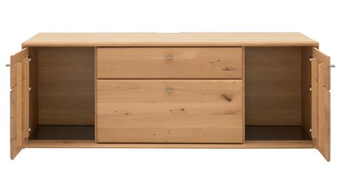 Wohnwand Interliving aus Holz in Holzfarben Interliving Wohnzimmer Serie 2028 - Wohnwand Wildeiche - vierteilig, Länge ca. 335 cm