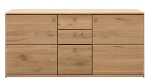 Sideboard Interliving aus Holz in Holzfarben Interliving Wohnzimmer Serie 2028 - Sideboard Wildeiche - drei Türen, drei Schubladen, Breite ca. 162 cm